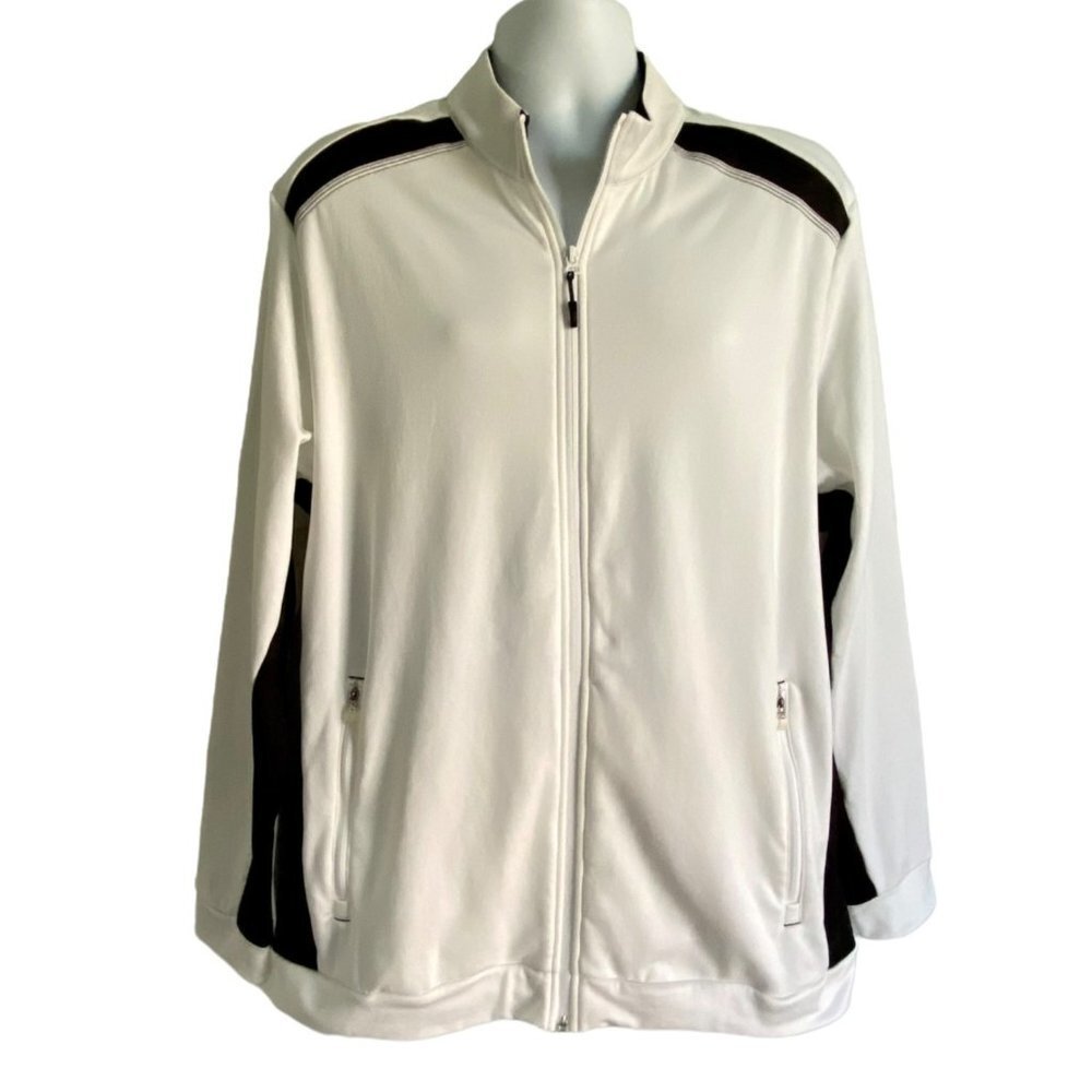 Adidas Golf Full Zip White and Black Sweatshirt Jacket XL